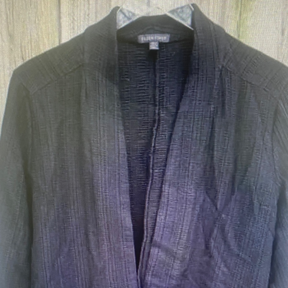 Eileen Fisher Cardigan Top Blazer Long Sleeves Waffle Black XL Capstone